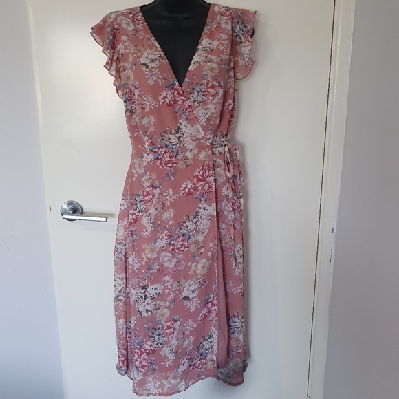 💗 Bohoo MATERNITY floral pink mid dress uk size 12 - Picture 5 of 7